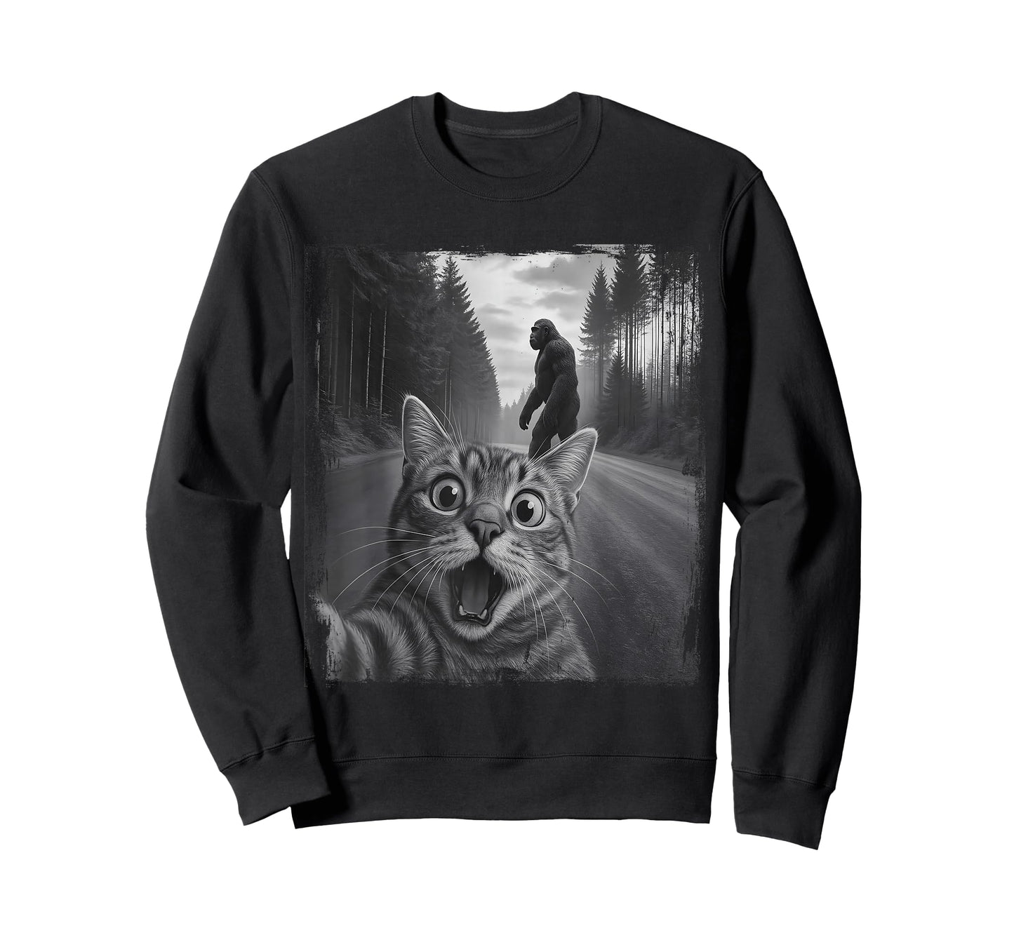 Cat Selfie Sasquatch Bigfoot Funny Apparel for Men Kids T-Shirt