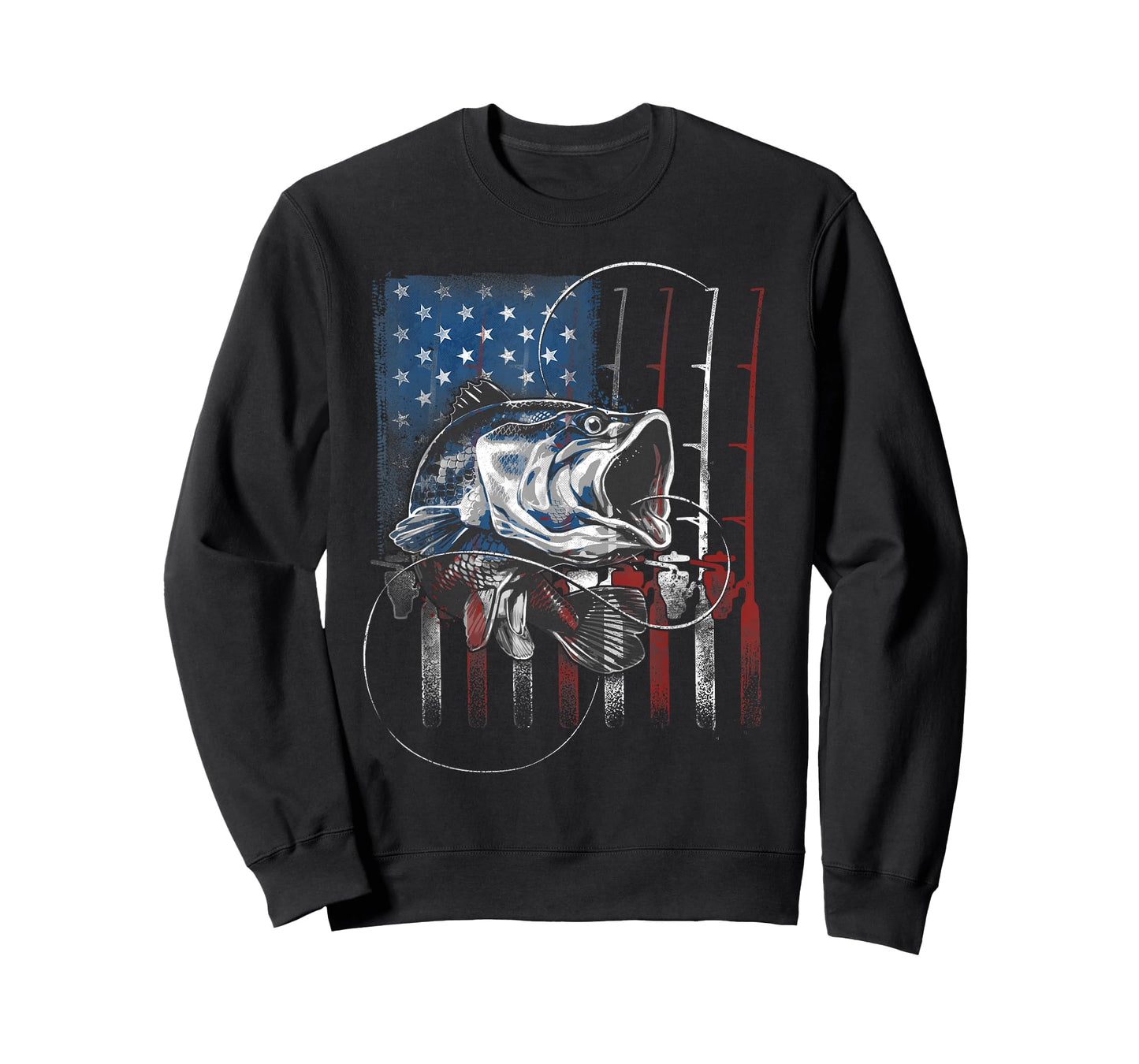 Fishing American Flag Vintage USA Bass Fisherman Gift T-Shirt