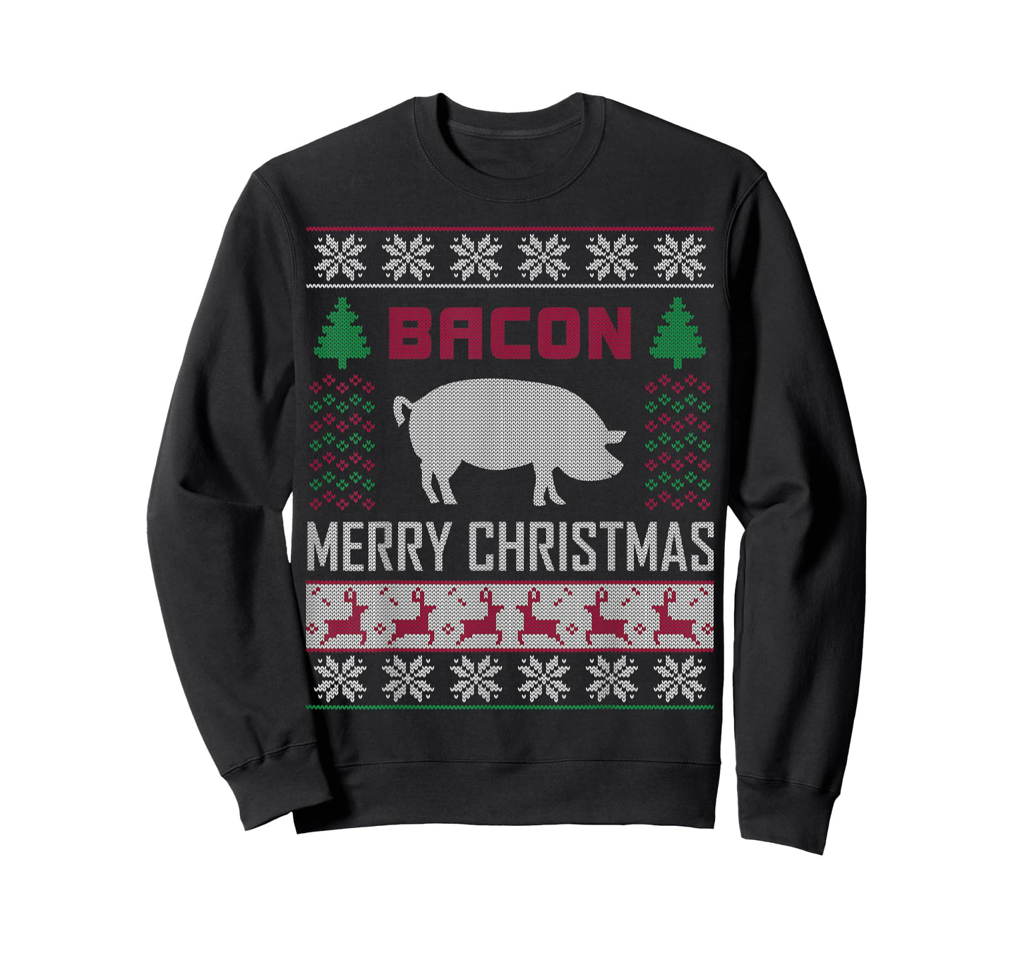 Bacon Pig Christmas Design Funny Holiday Ugly Sweater Style T-Shirt