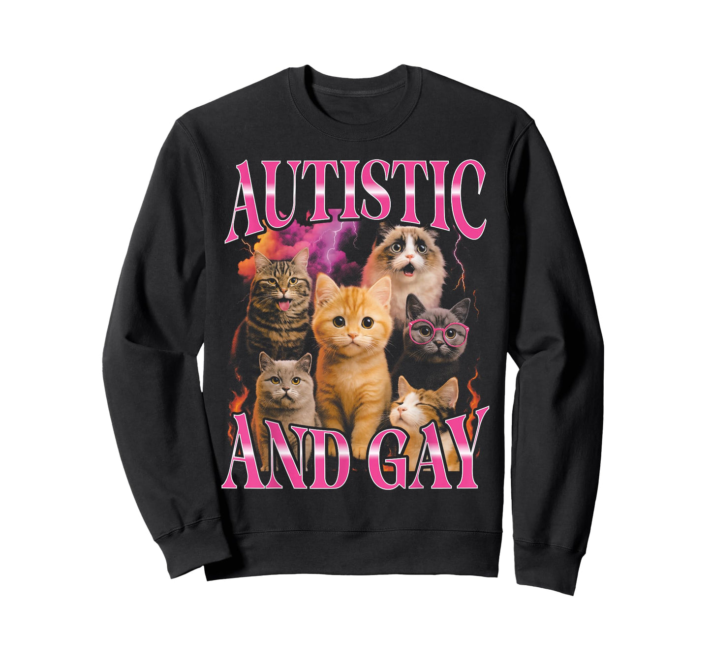 Autistic and Gay Funny Bootleg Cat T-Shirt