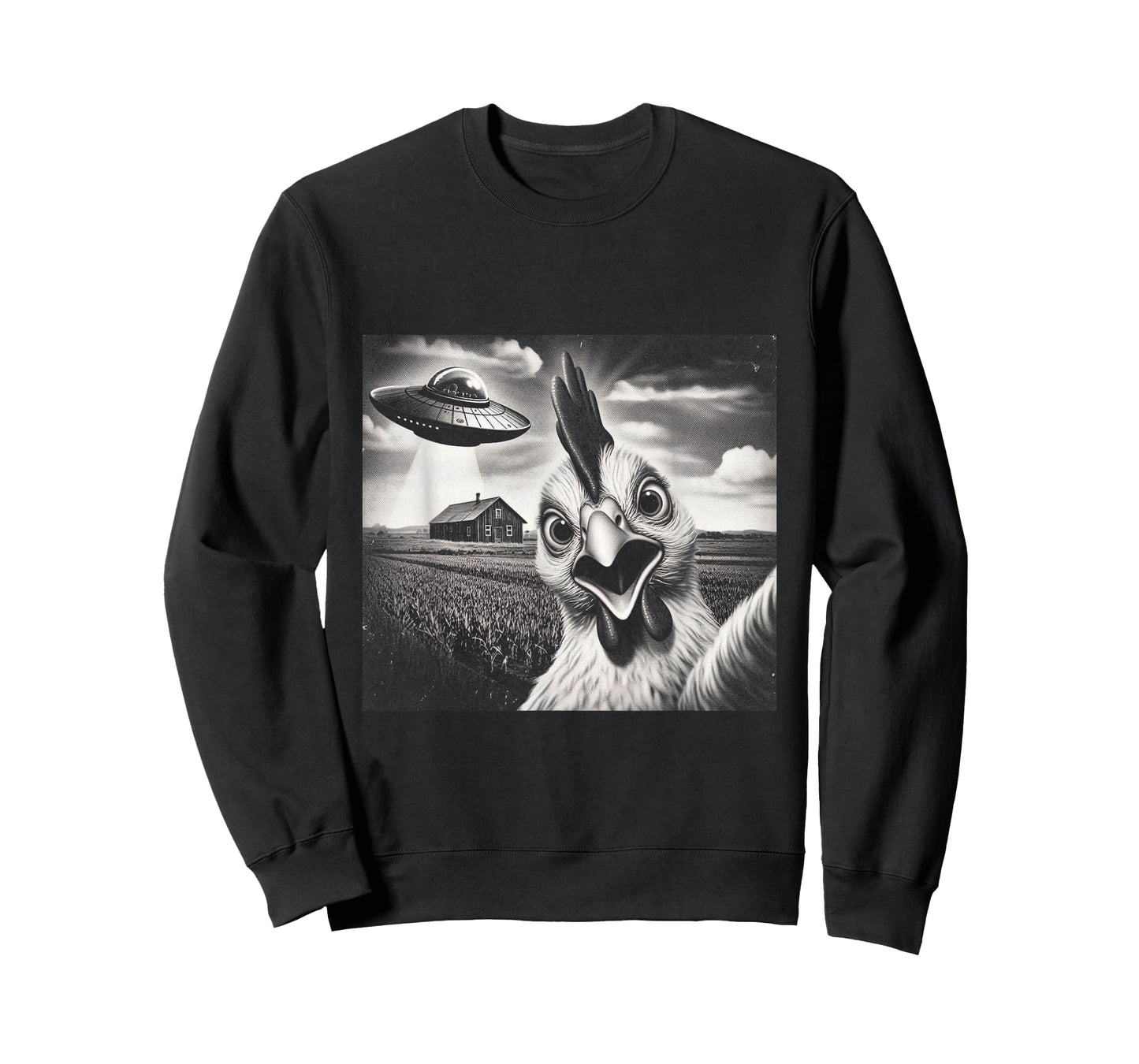 Alien Chicken Selfie with UFO T-Shirt