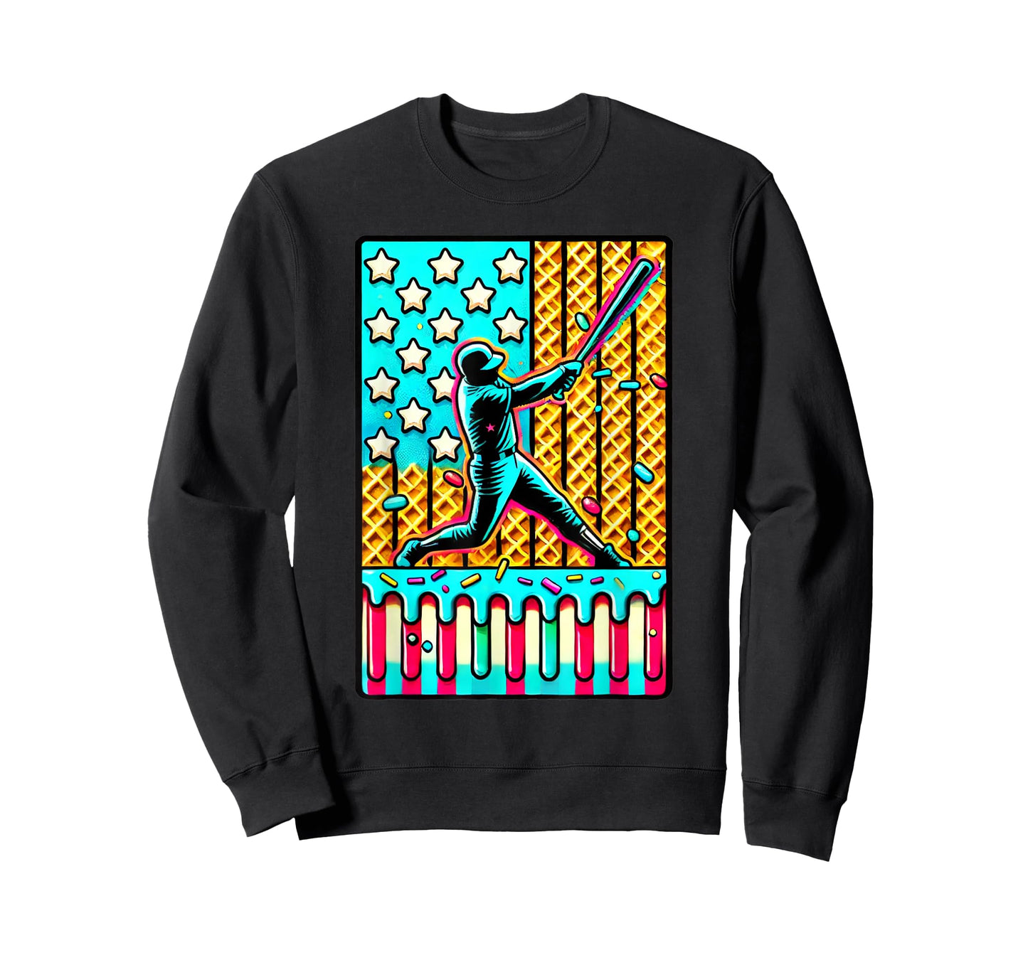 Ice Cream Drip Baseball Stuff Drip for Boys American Flag T-Shirt