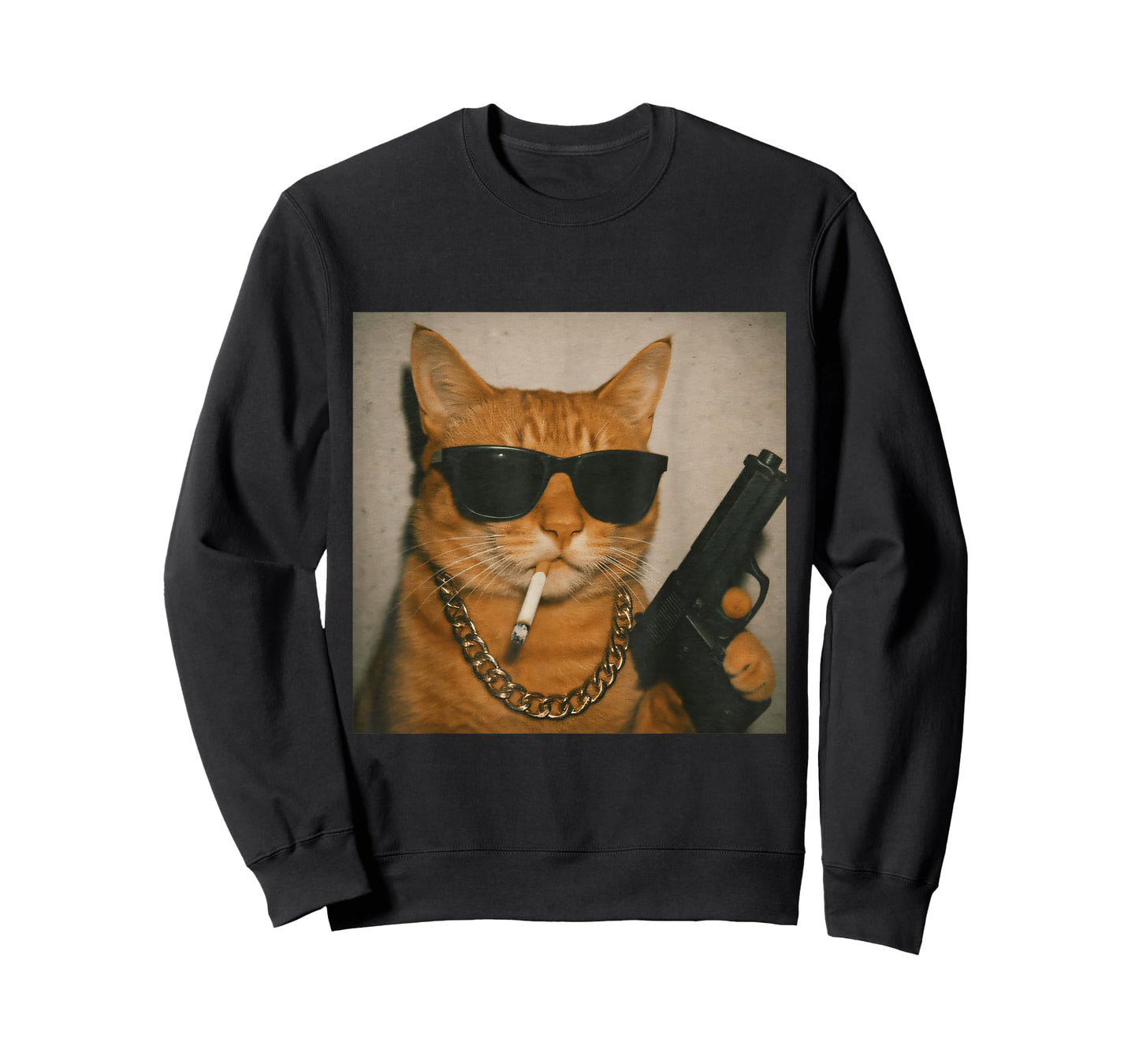 Funny Gangster Cat Smoking Gen Z Retro Meme Cat Lover T-Shirt