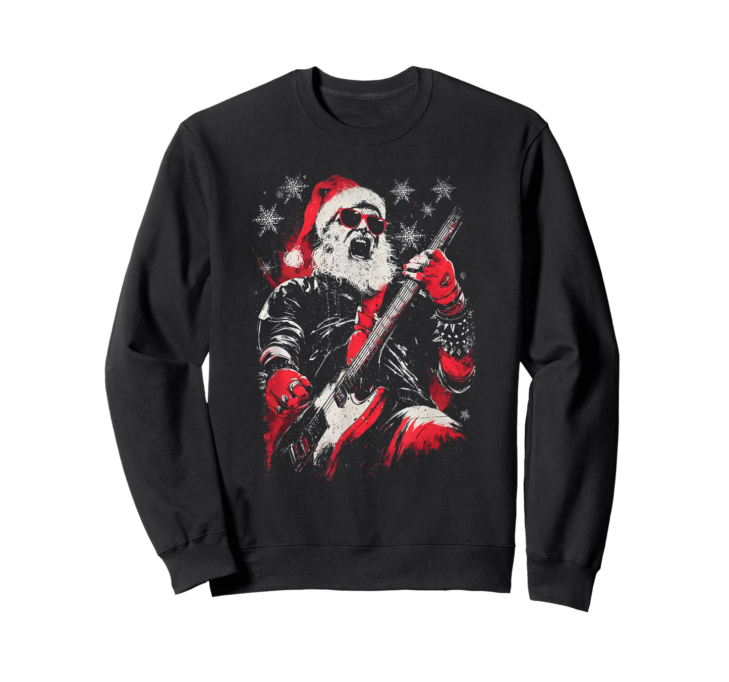 Rock Guitarist Santa Claus Playing Guitar Funny Christmas PJ T-Shirt