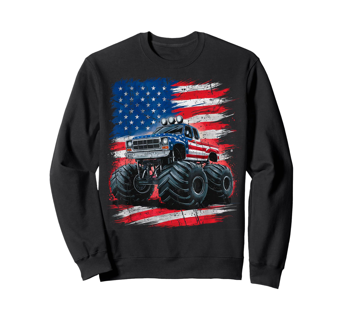 Monster Truck USA Flag American T-Shirt