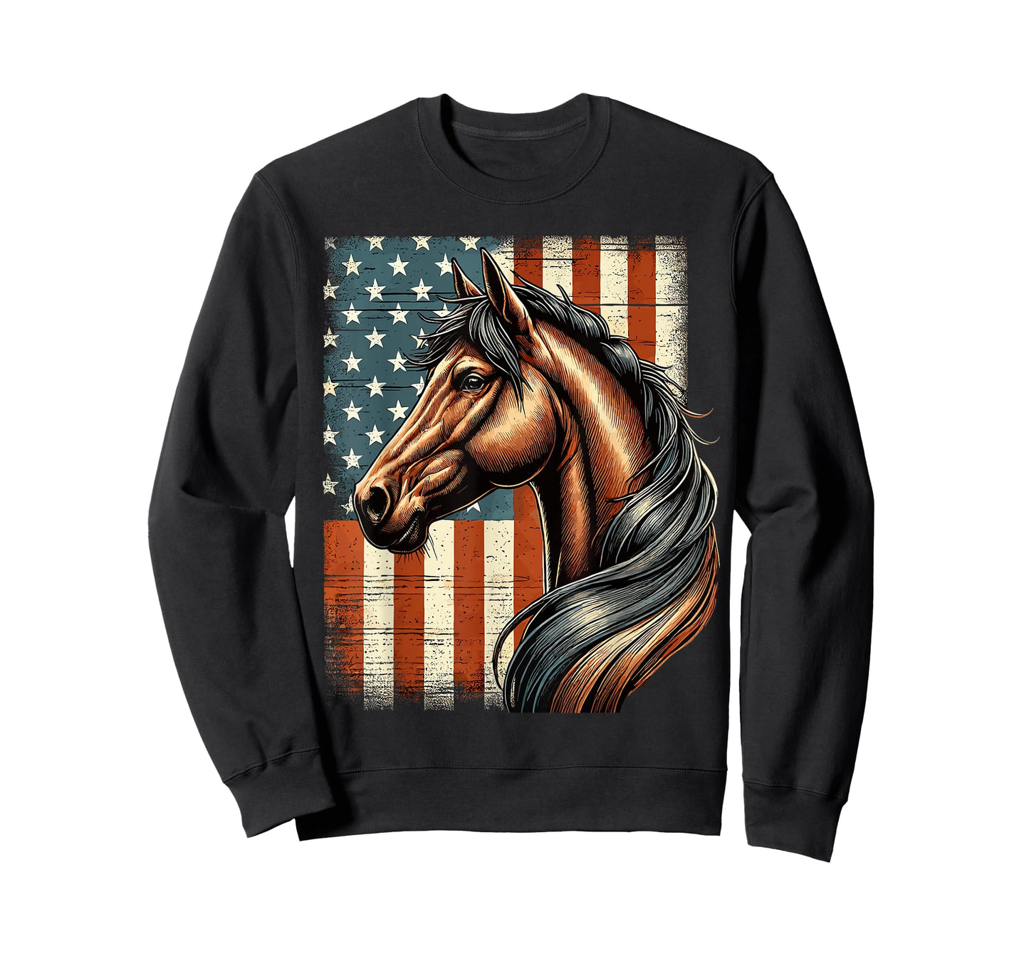 Horse Horseback Riding Western Farm American Flag Patriotic T-Shirt