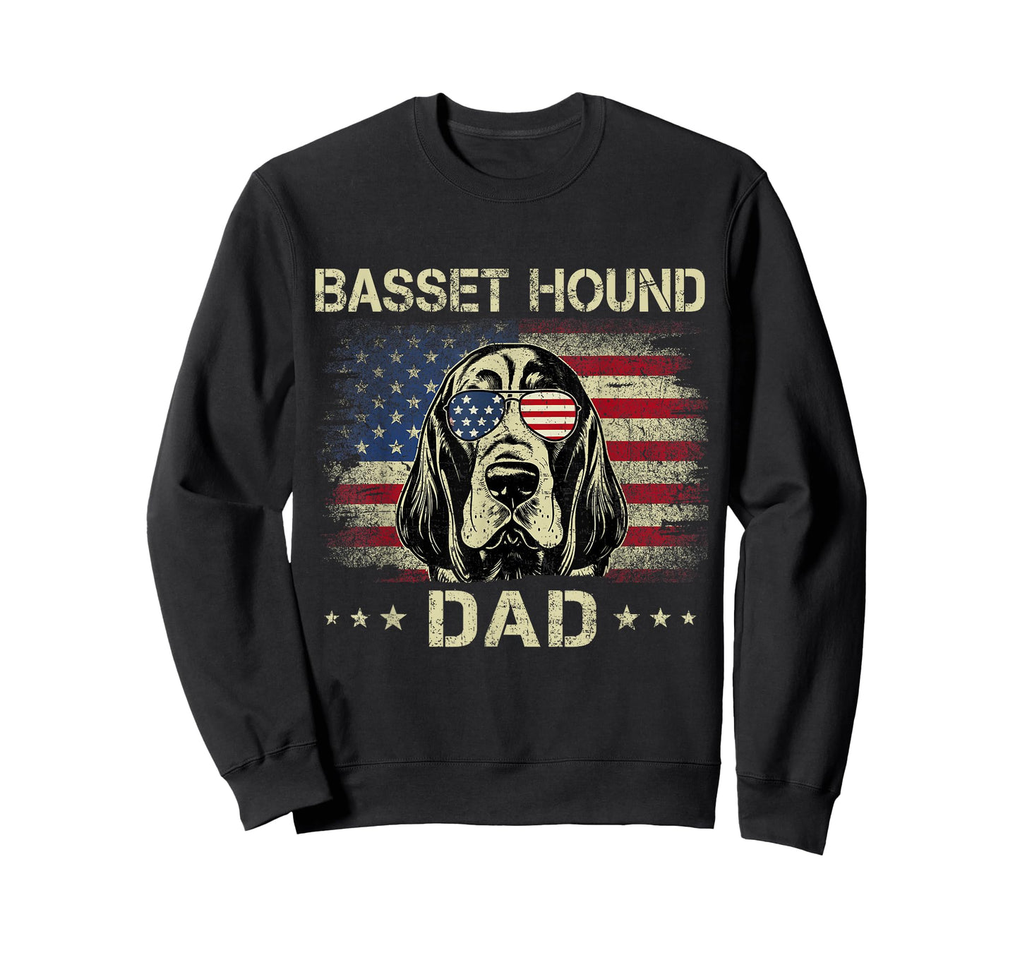 Basset Hound Dad Dog Vintage American Flag 4th Of July T-Shirt