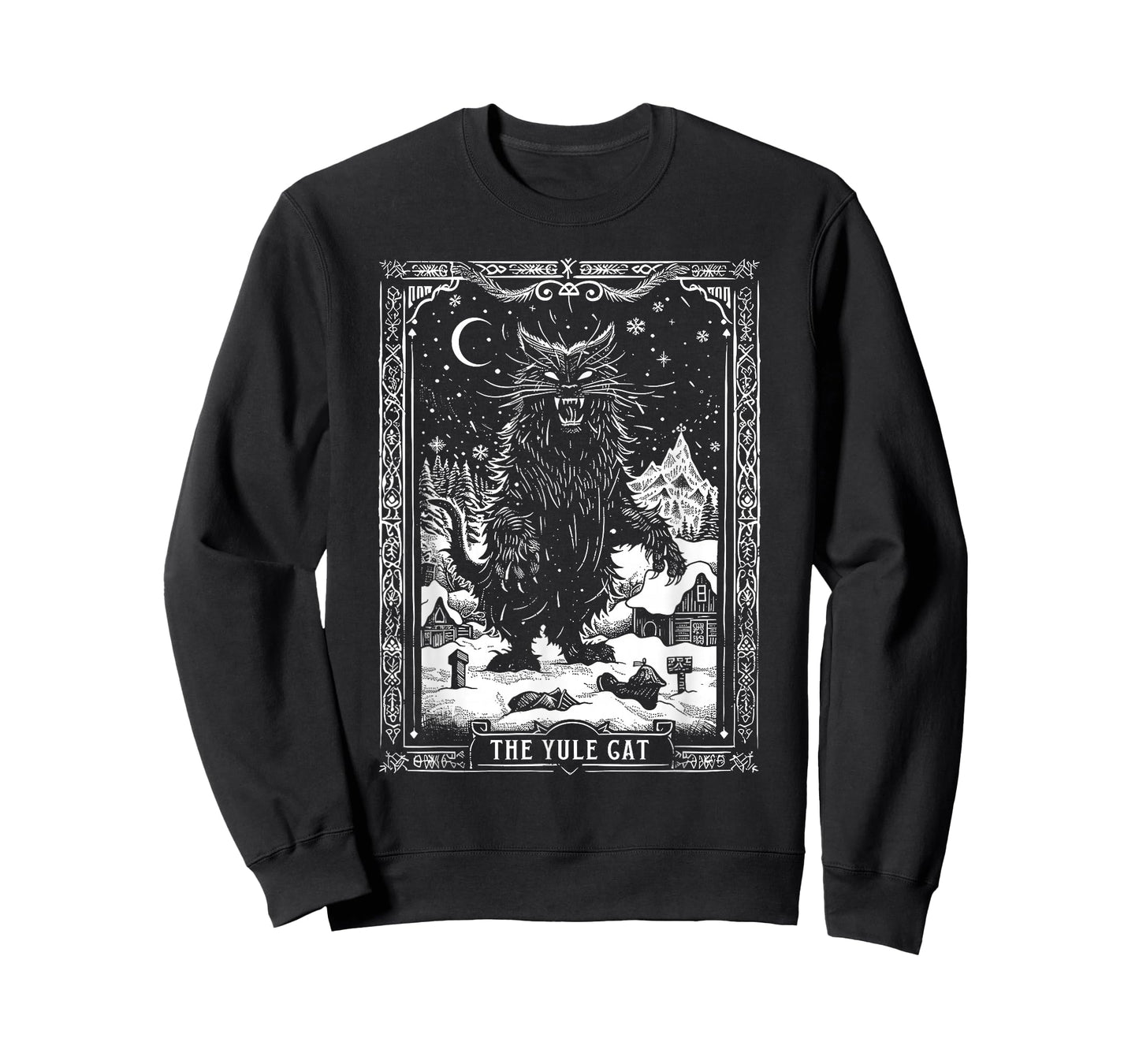 Vintage Retro The Yule Cat Tarot Card Dark Christmas Holiday T-Shirt