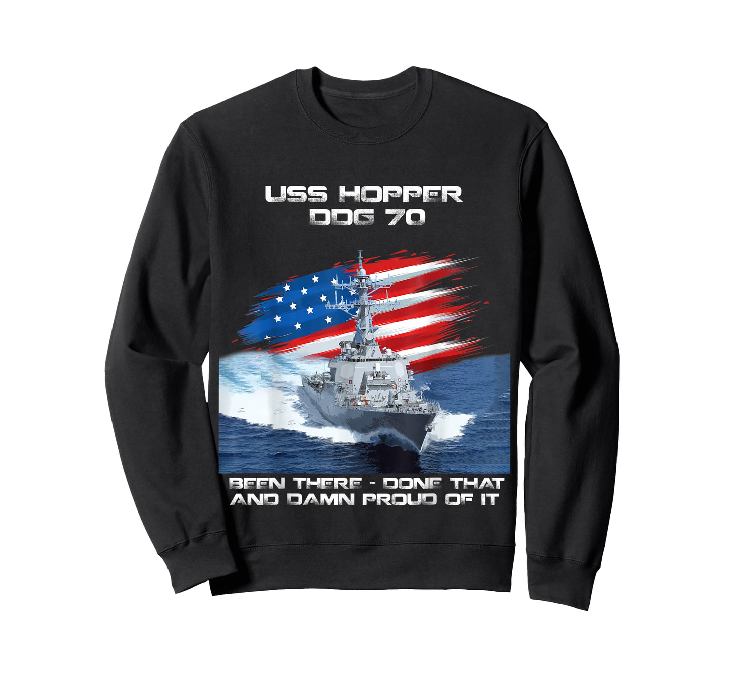 USS Hopper DDG-70 Destroyer Ship USA Flag Veterans Day Xmas T-Shirt