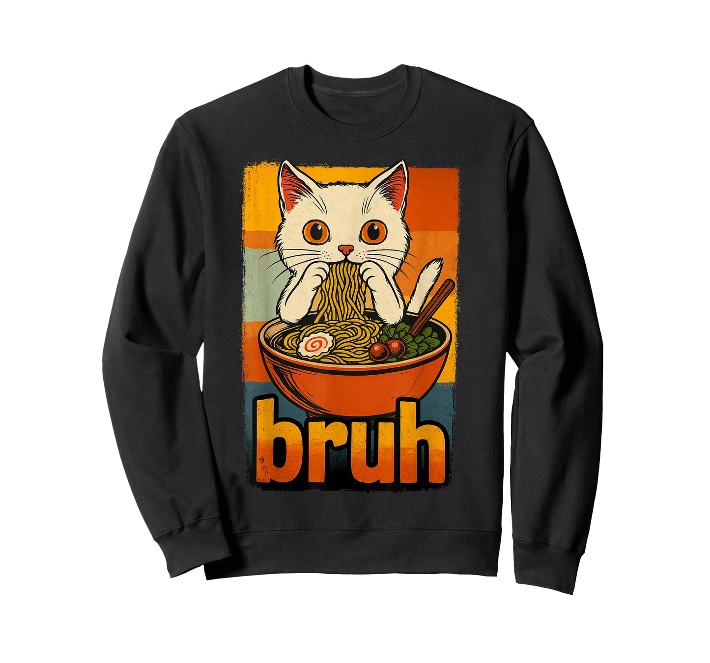 Funny Cat Eating Japanese Ramen Noodles Gifts Men Women Kid T-Shirt