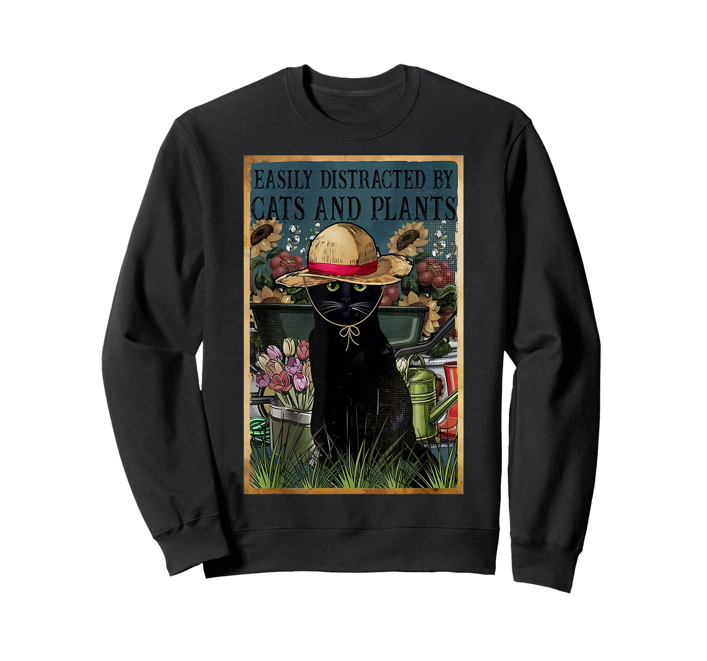 Easily Distracted By Cats And Plants Gardener Cat Lover Gift T-Shirt