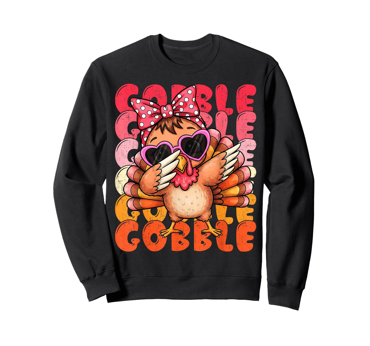 Cute Girls Thanksgiving Shirt Turkey Dabbing Women Kids T-Shirt
