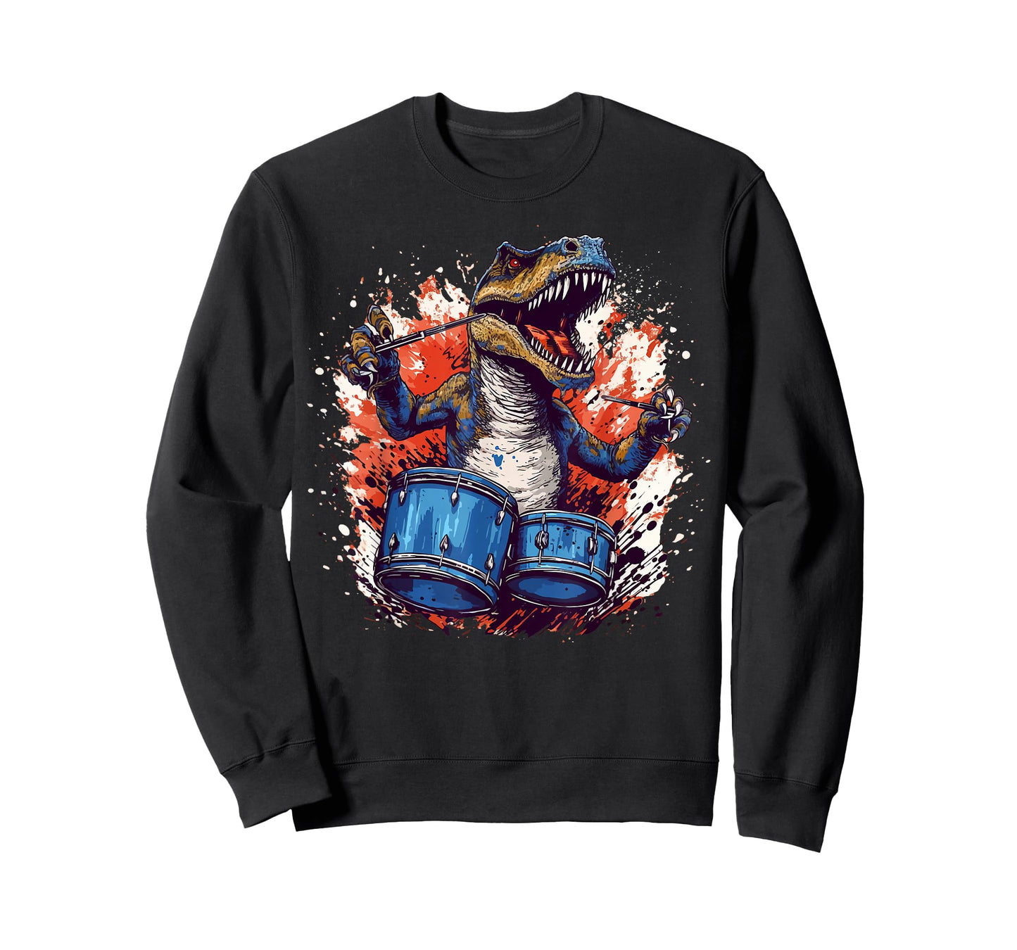Dinosaurs Drums Music Playing T Rex Dino Drummer T-Shirt