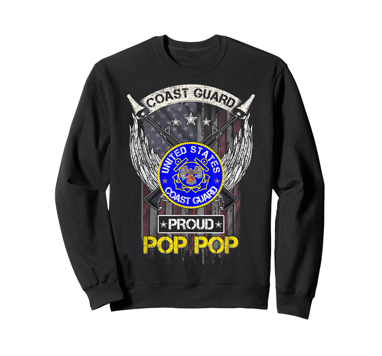Vintage USA American Flag US Coast Guard Proud Pop Pop Funny Women Men T-Shirt