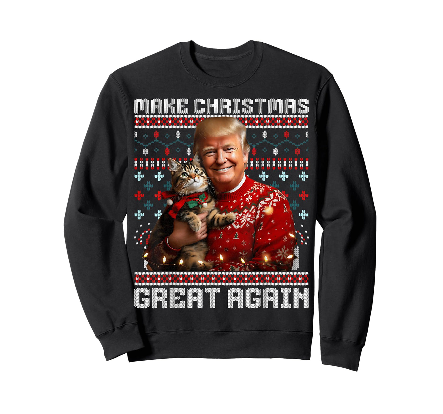 Funny Trump Christmas Sweater for Cat Lovers T-Shirt