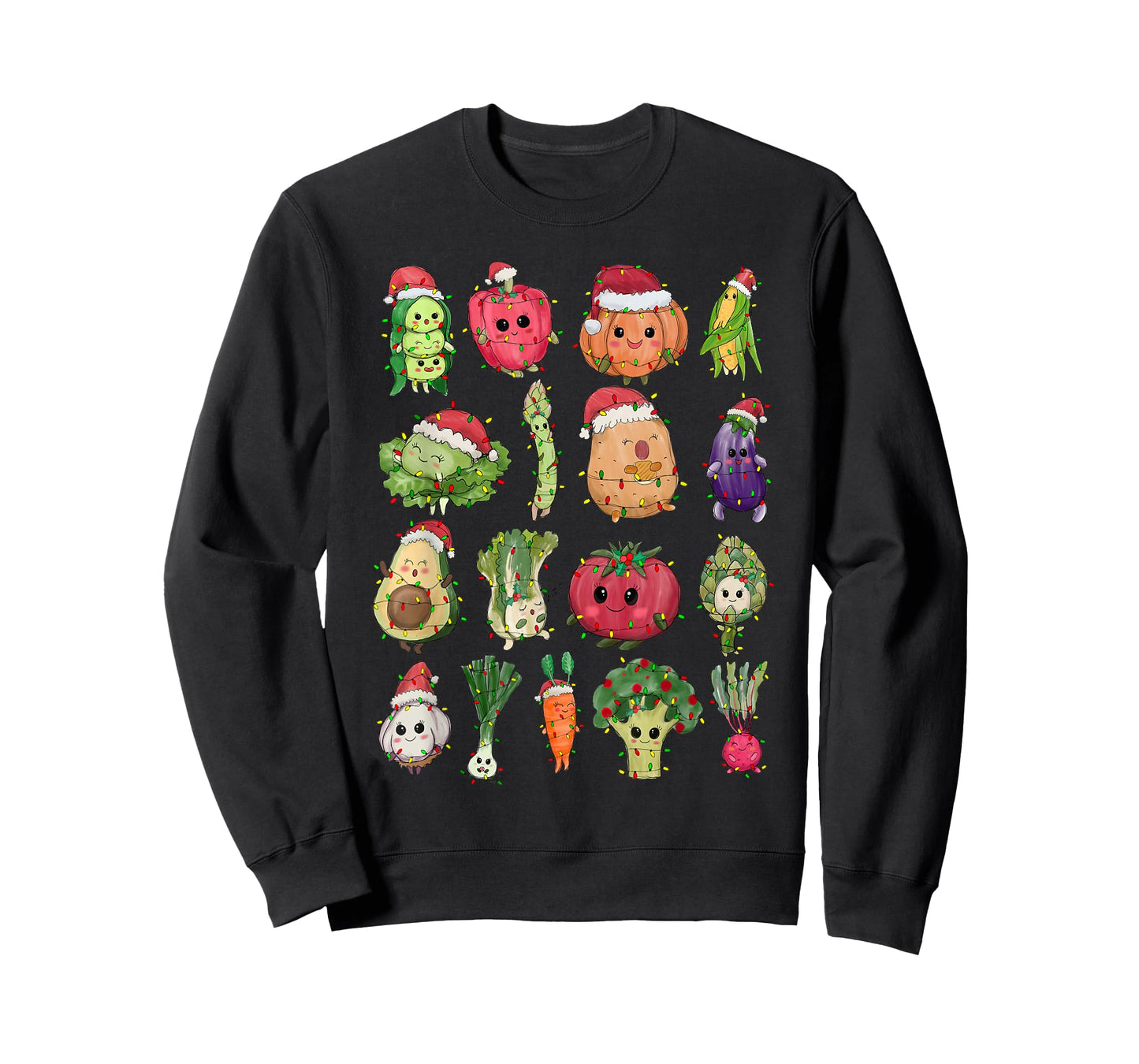 Christmas Lunch Lady Vegetable Food Christmas Tree Funny Xmas Vegan T-Shirt - Women's Black Small Fitted Short Sleeve T-Shirt