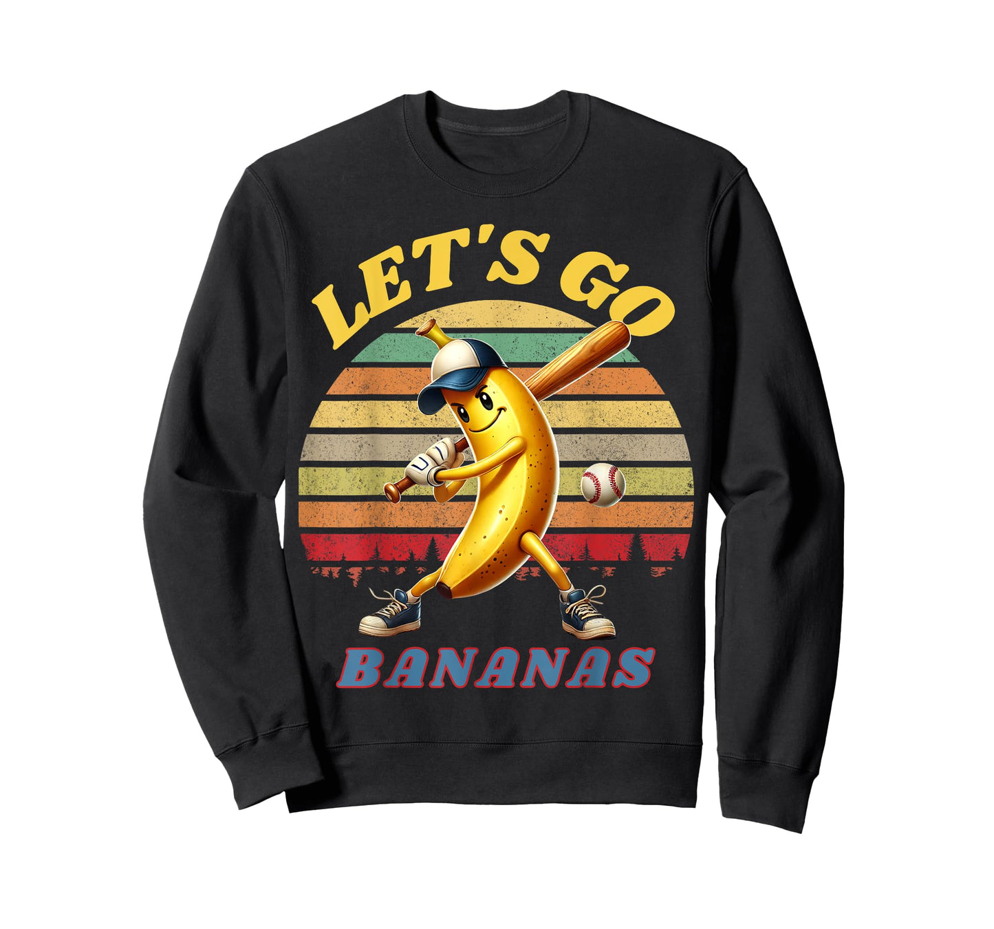 Lets Go Bananas Banana Playing Baseball Baseball Player Gift T-Shirt