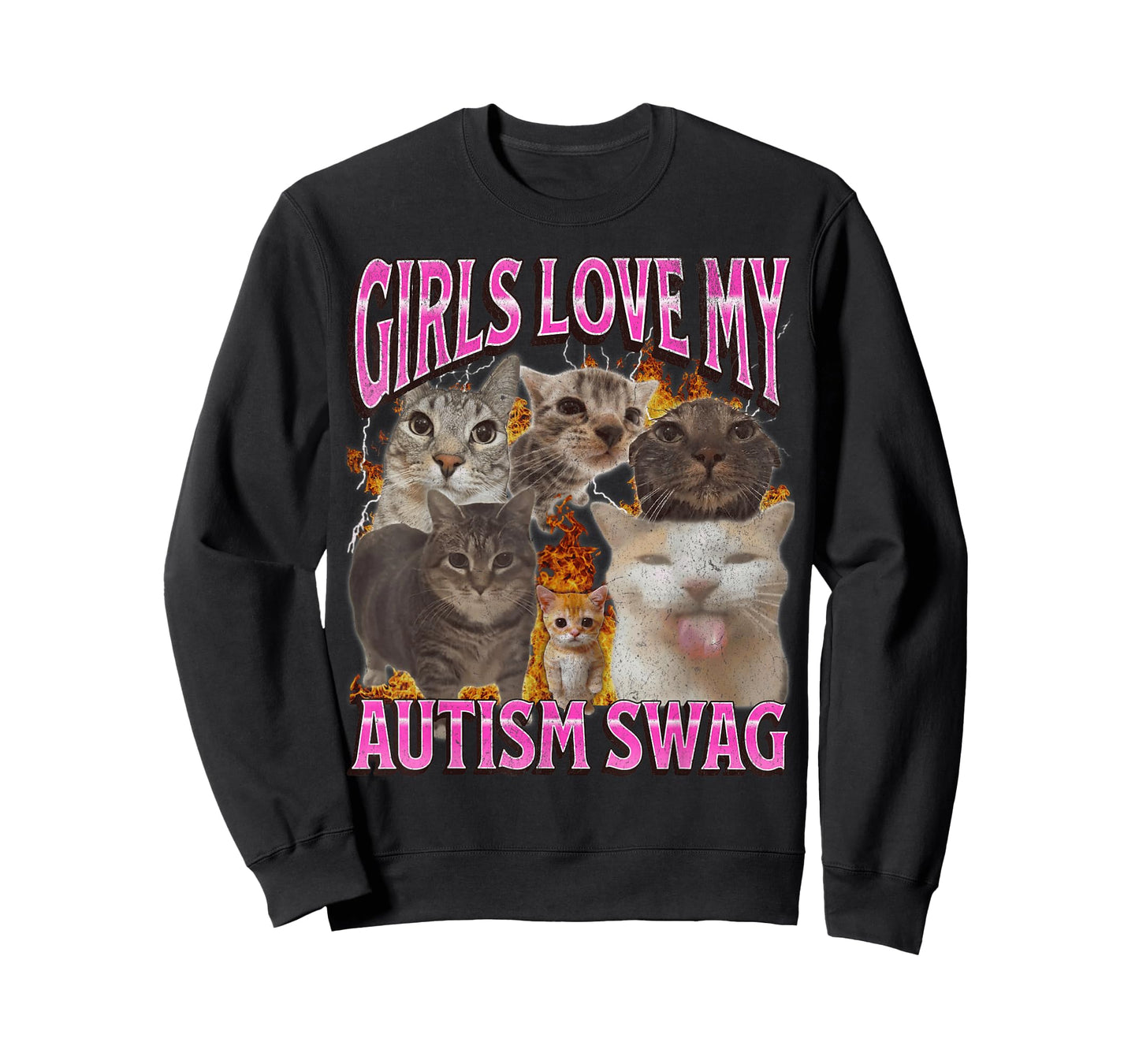 Girls Love My Autism Swag Funny Cat Meme Bootleg Graphic T-Shirt