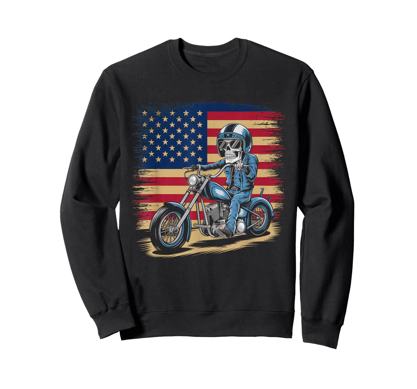 American Flag Motorcycle Tshirt USA Flag Biker Retro T-Shirt