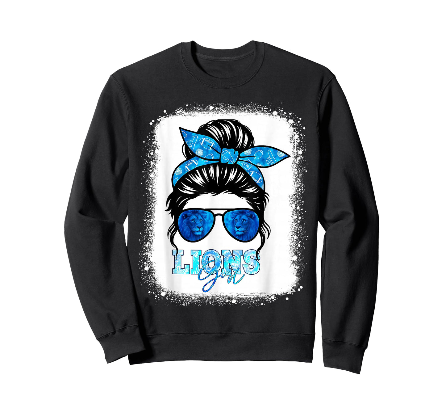 Lions Retro Messy Bun Blue Coquette T-Shirt