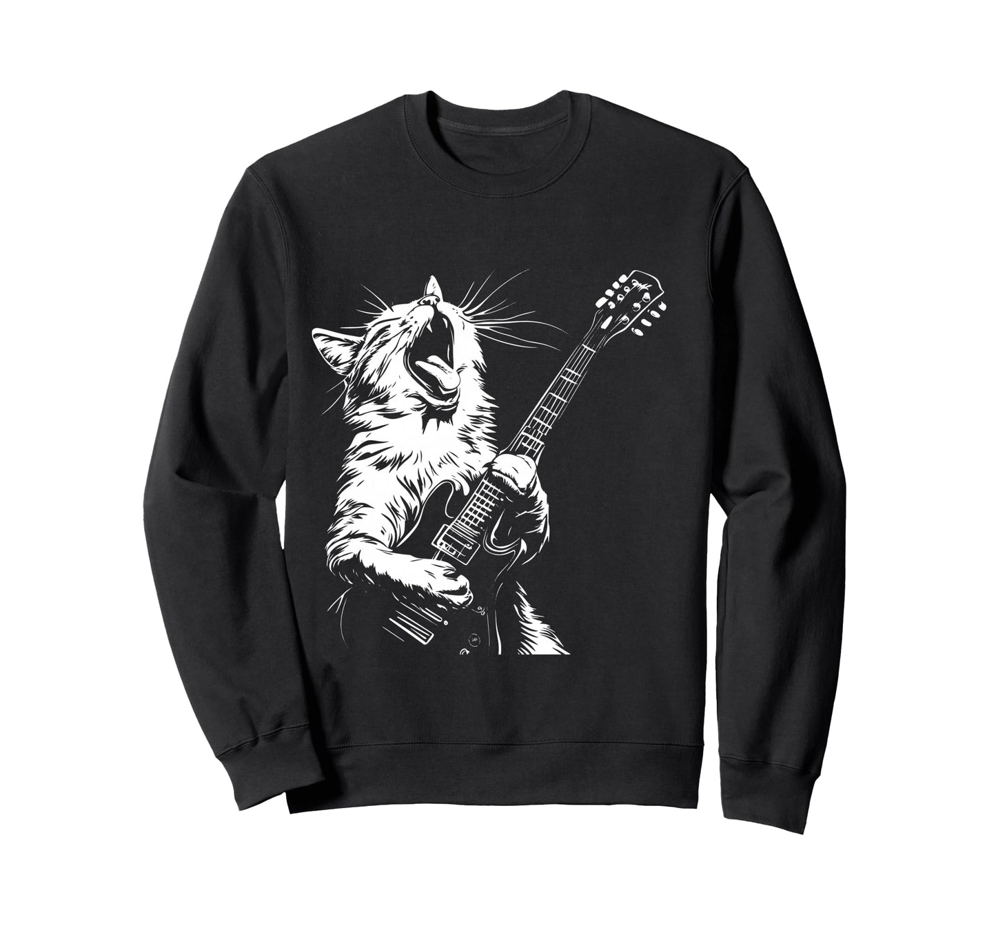 Funny Cat Playing Guitar Long Sleeve T-Shirt