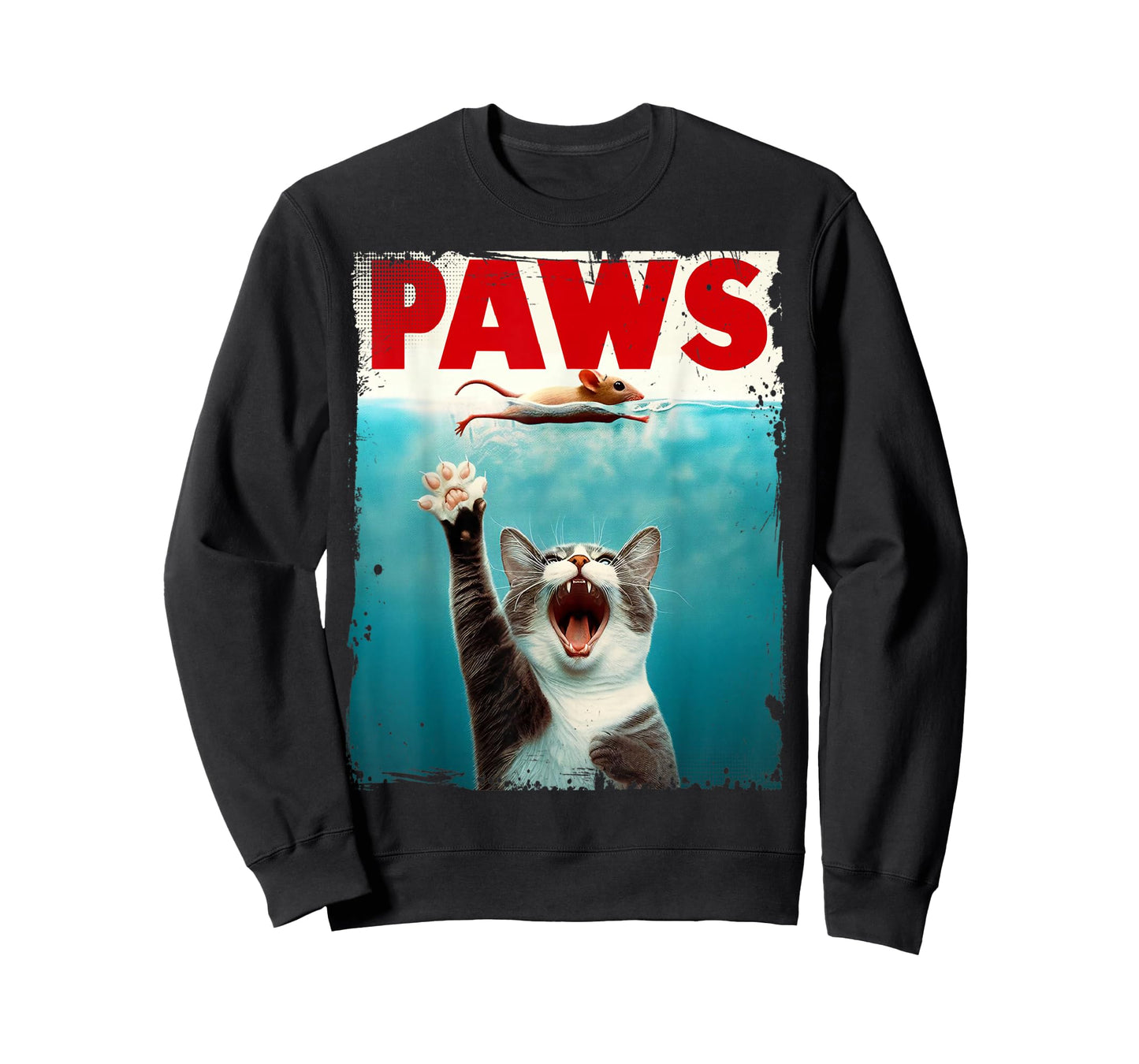 PAWS Parody Cat Mouse Humorous Cat Chasing Mouse Kitten T-Shirt