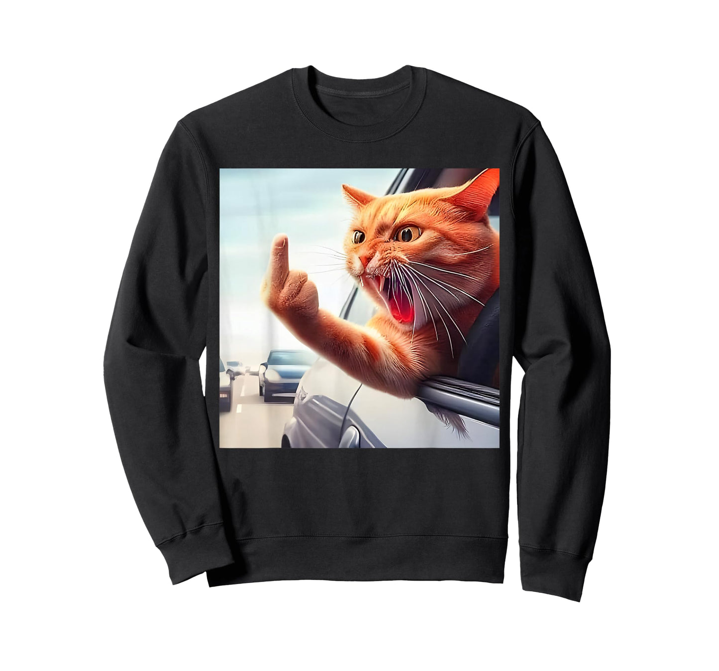 Funny Cat Middle Finger Hilarious Cat in The Car Cat Lover T-Shirt