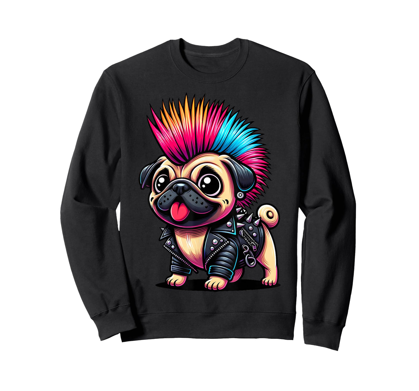 Funny Punk Pug, Rock'n Roll Goth Dog, Guitar Band Funny T-Shirt