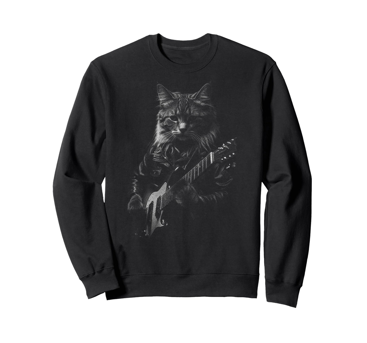Cat Playing Guitar Rock Star Rock and Roll Men Women Kids T-Shirt