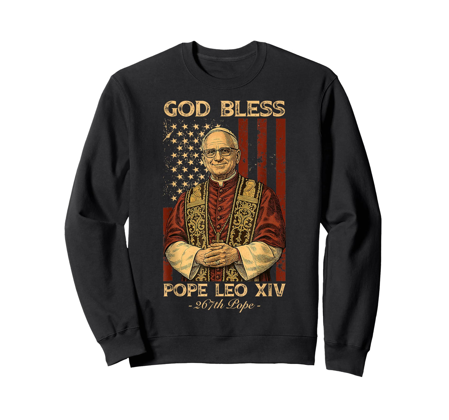 God Bless Pope Leo XIV Robert Francis Prevost American Flag T-Shirt