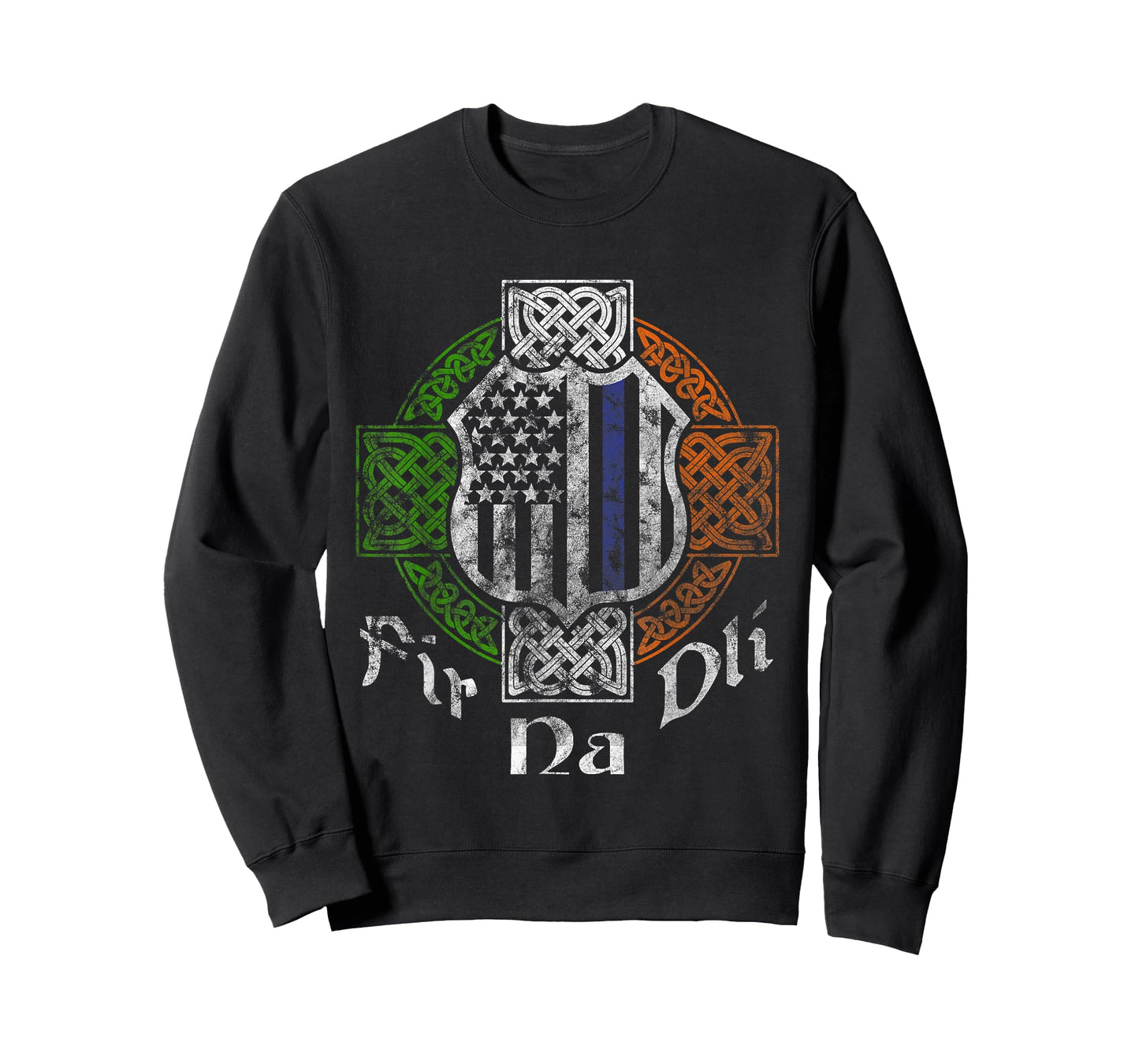 Thin Blue Line Shirt Fir Na Dli Celtic Cross Irish Police T-Shirt