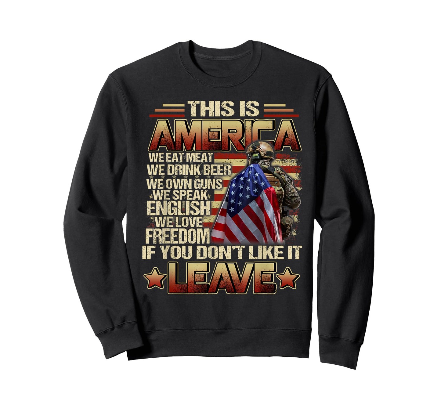 Funny Design This Is America We Eat Meat We Drink Beer T-Shirt