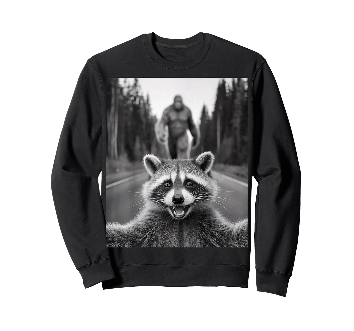 Scared Raccoon Selfie with Sasquatch Bigfoot, Funny Raccoon T-Shirt