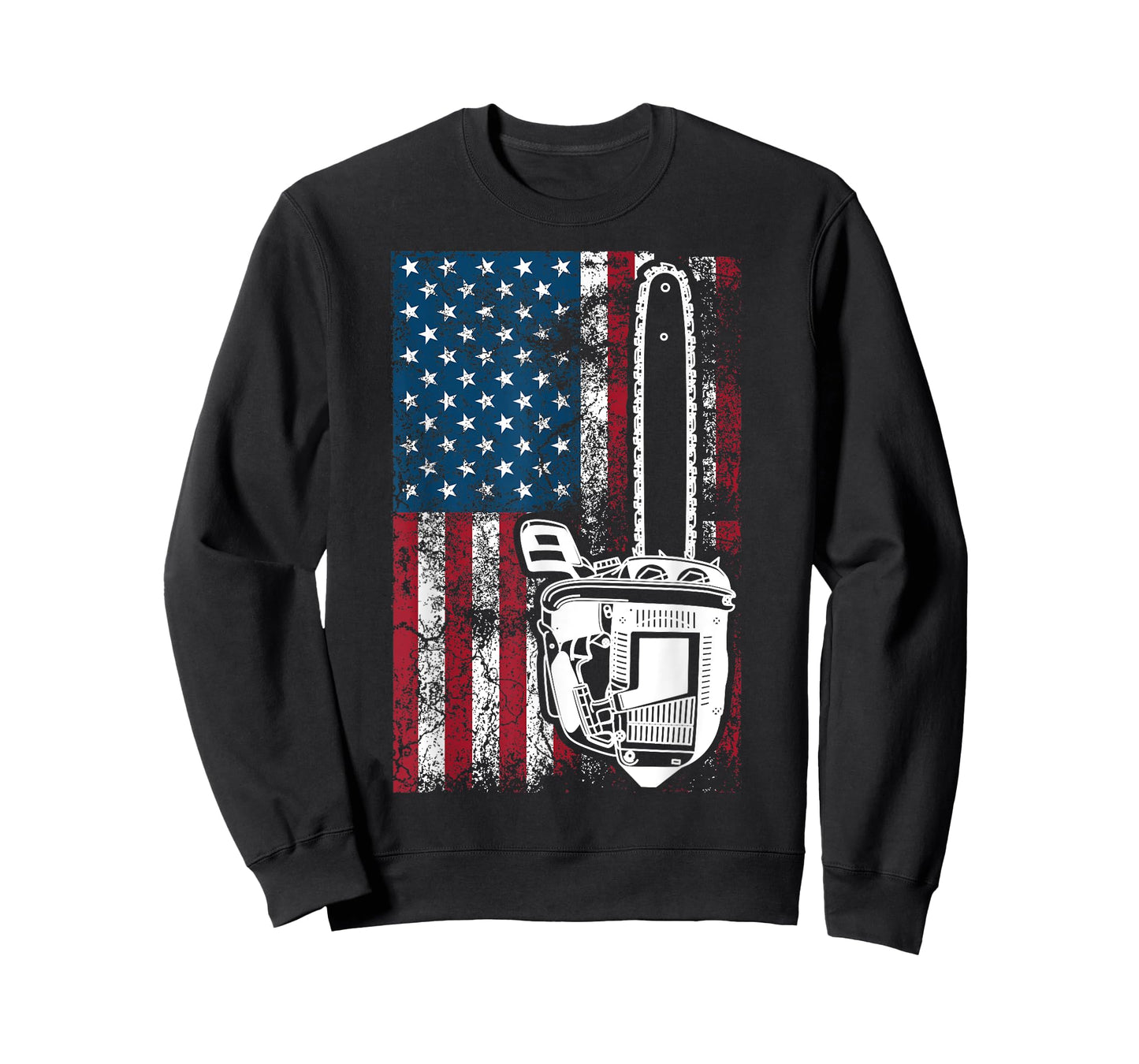 Vintage US Flag Chainsaw | Cute Woodworker Funny Logger Gift T-Shirt