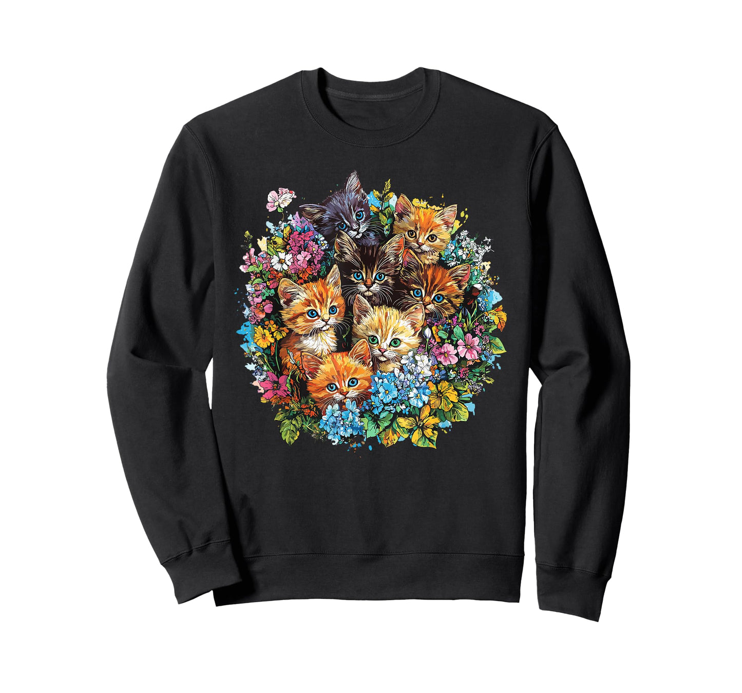 Adorable Kitten Floral Bouquet Cat T-Shirt