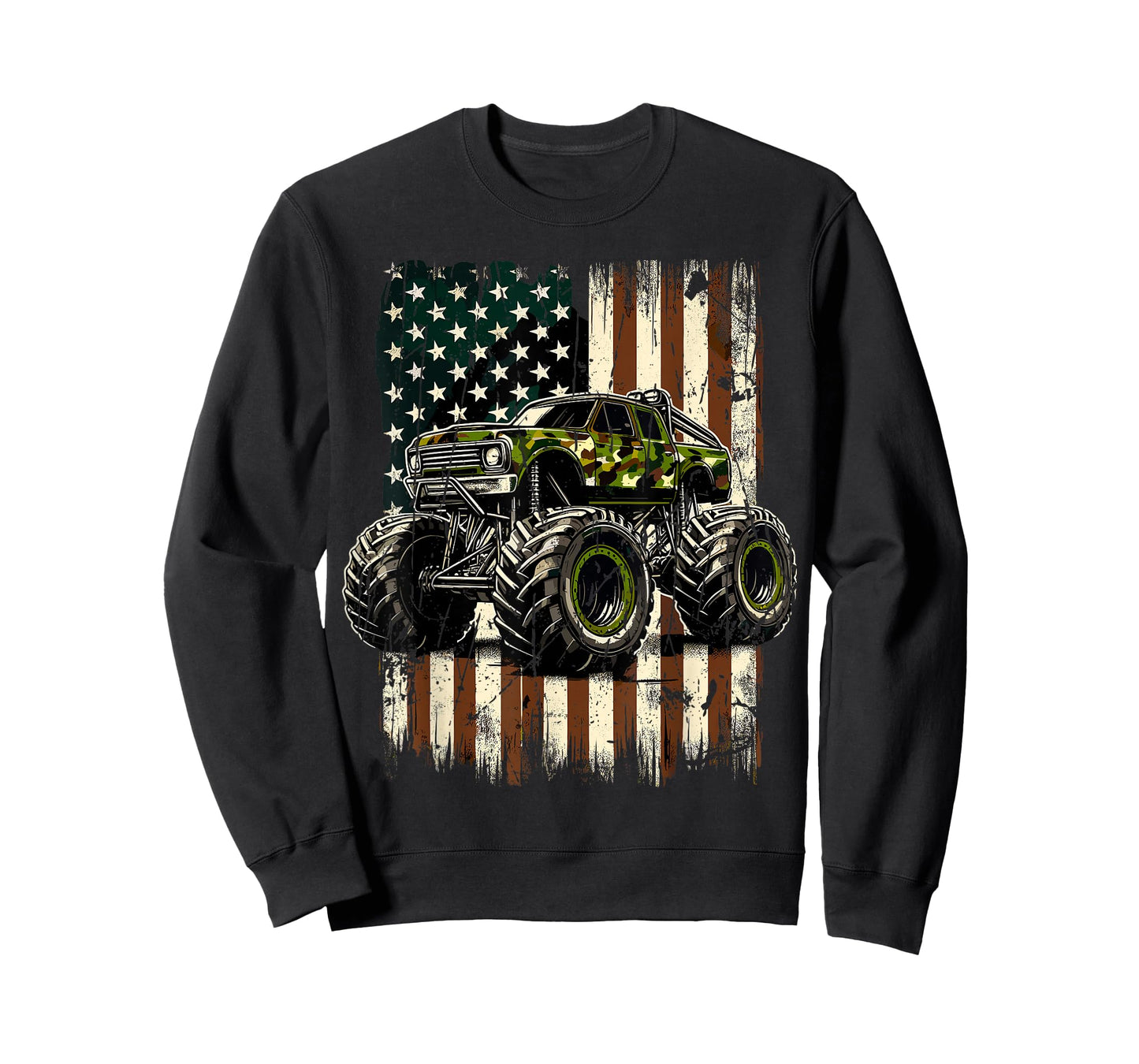 Monster Trucks USA Flag 4th July Monster Truck T-Shirt