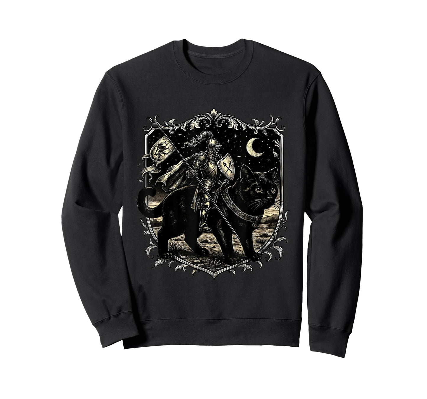Knight Cat Rider Retro 90s Medieval Cat Fairycore Dark Art T-Shirt