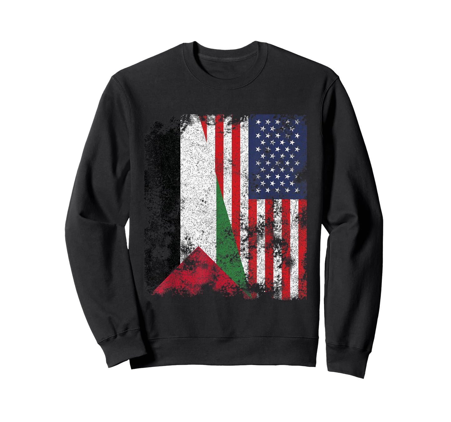 Palestine USA Flag Distressed - Half American T-Shirt