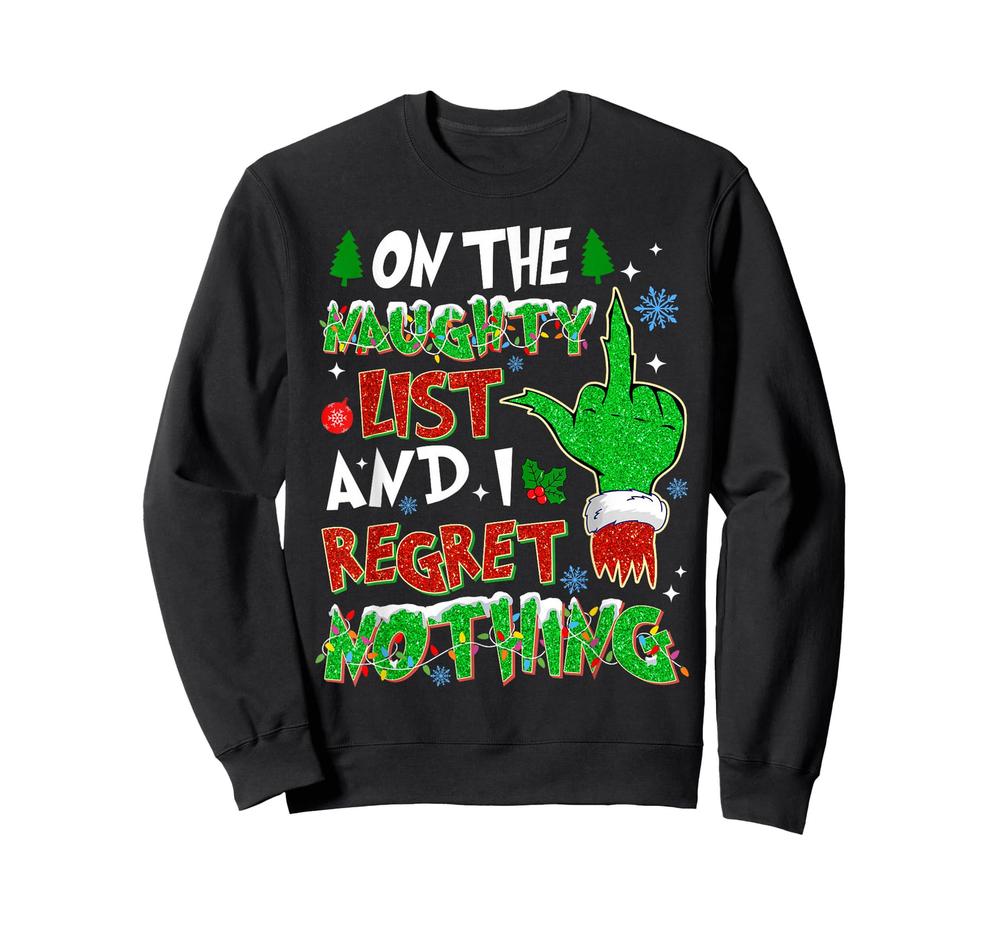 On The Naughty List & I Regret Christmas Holiday Snowflake T-Shirt