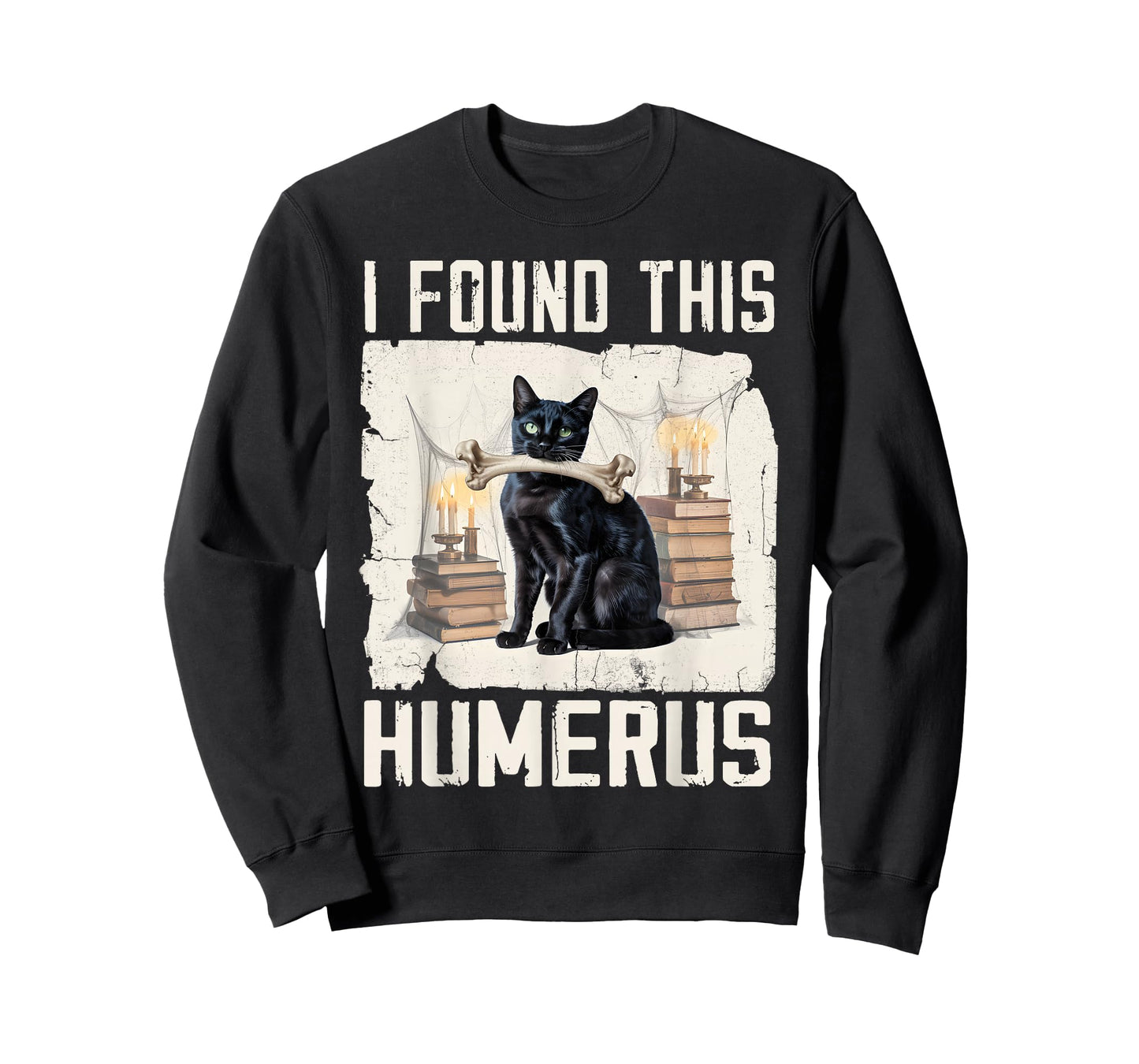 I Found This Humerus Vintage Funny Scary Black Cat Halloween T-Shirt