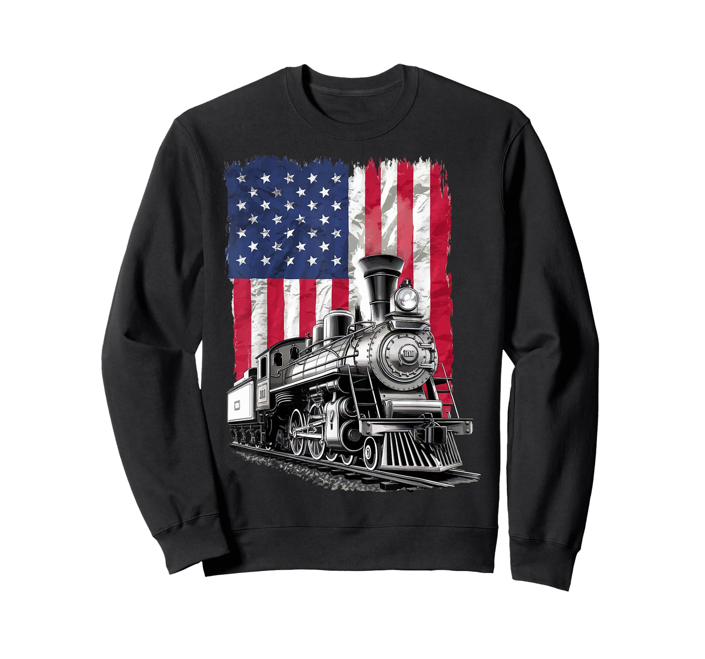 Train USA Flag Locomotive 4th Of July Train Spotter T-Shirt