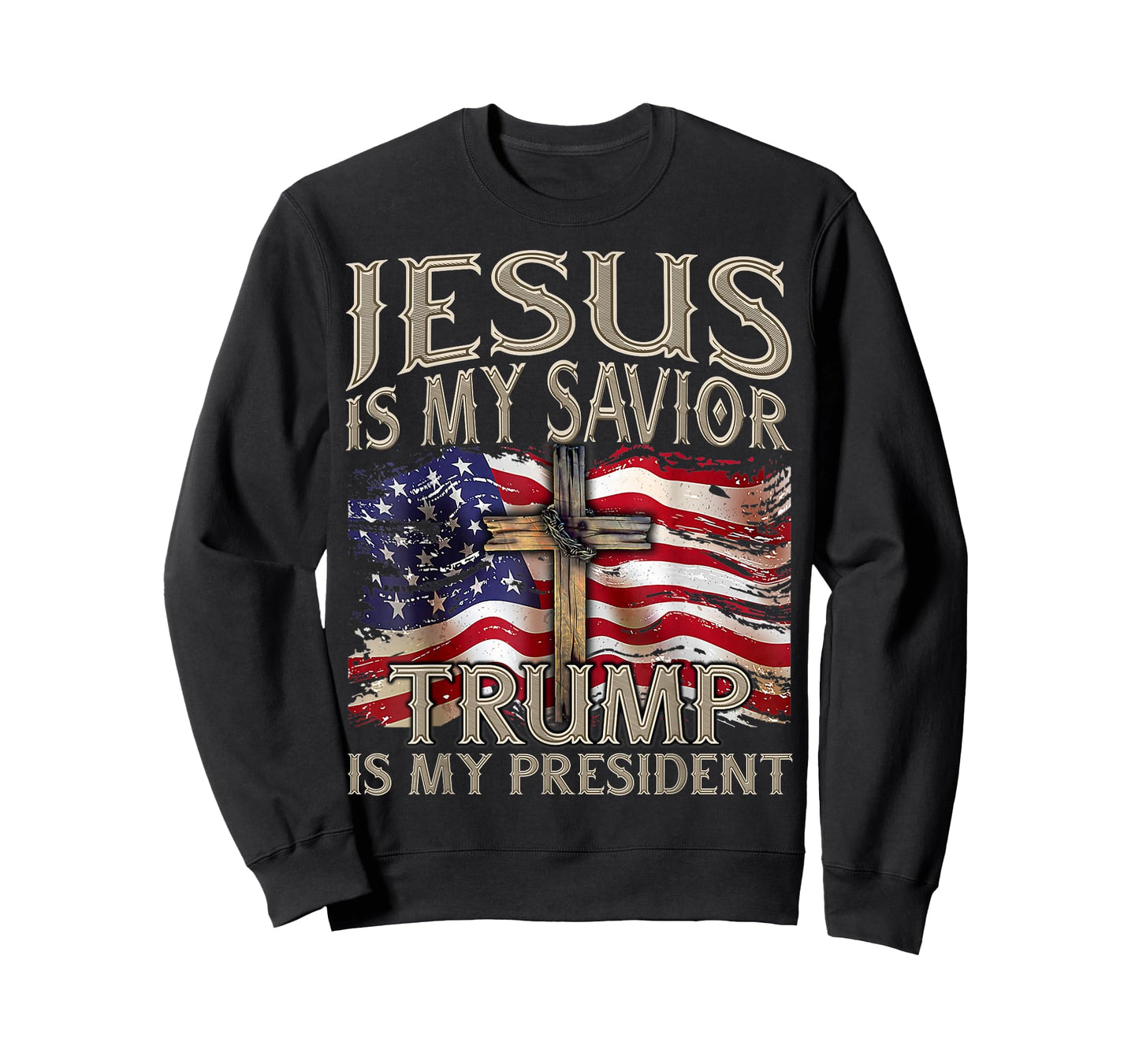 Jesus is My Savior Trump is My President 2024 American Flag T-Shirt