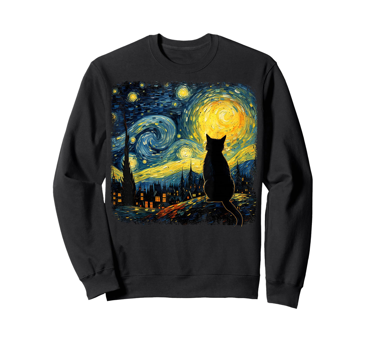 Cat Starry Night Van Gogh Cat for Cat Lover Cat Mom Cat Dad T-Shirt