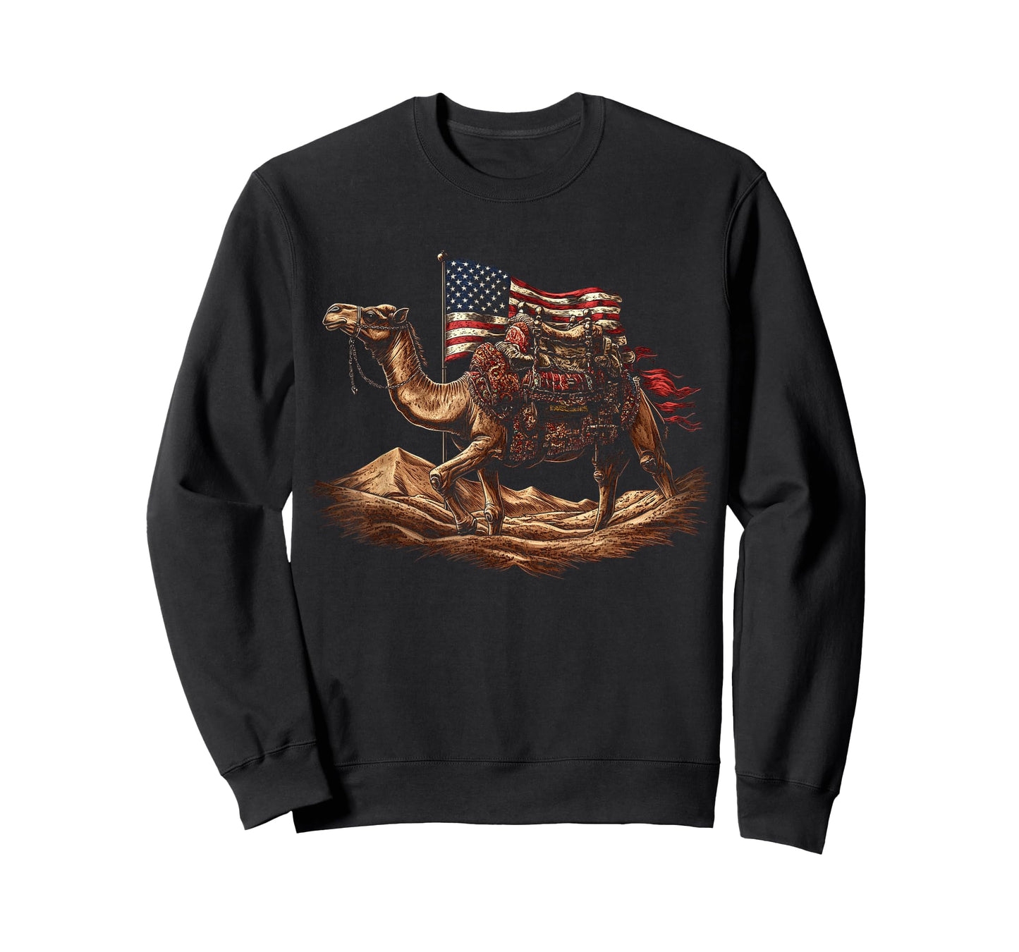 Patriotic Camel American Flag 4th of July Art T-Shirt