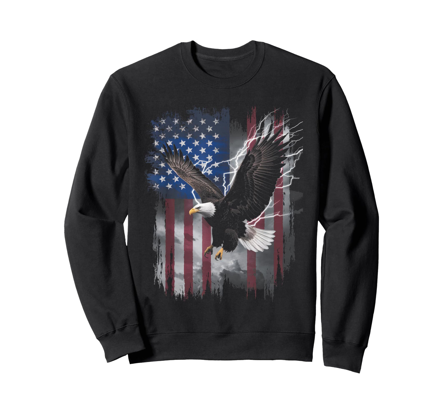 American Bald Eagle Lightning USA Flag Patriotic Freedom T-Shirt