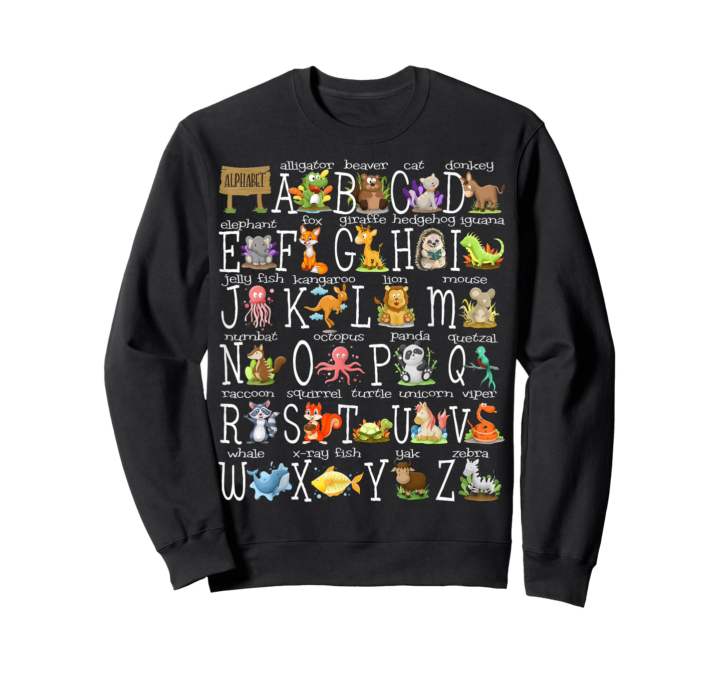 Back to School Kids Cute Animals A-Z Alphabet ABCs Teacher T-Shirt