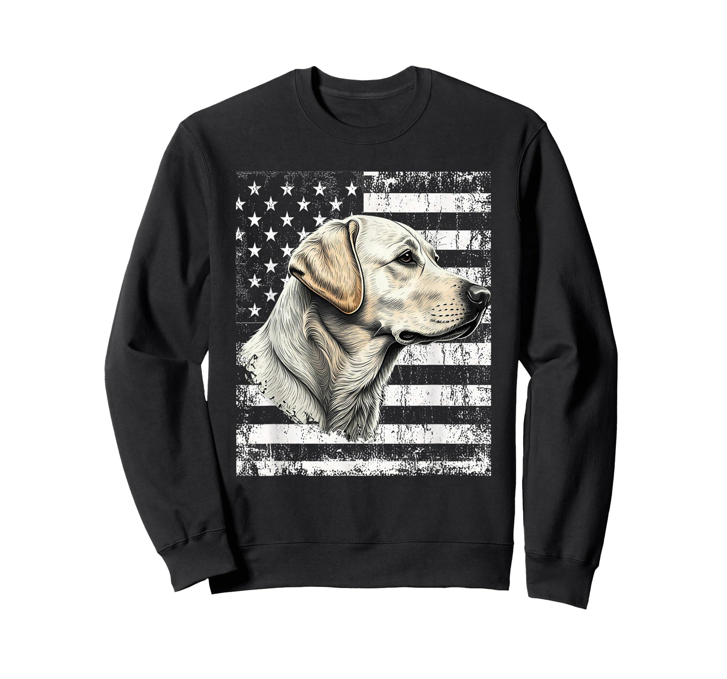 Patriotic USA Flag Yellow Labrador Distressed Retro Design T-Shirt