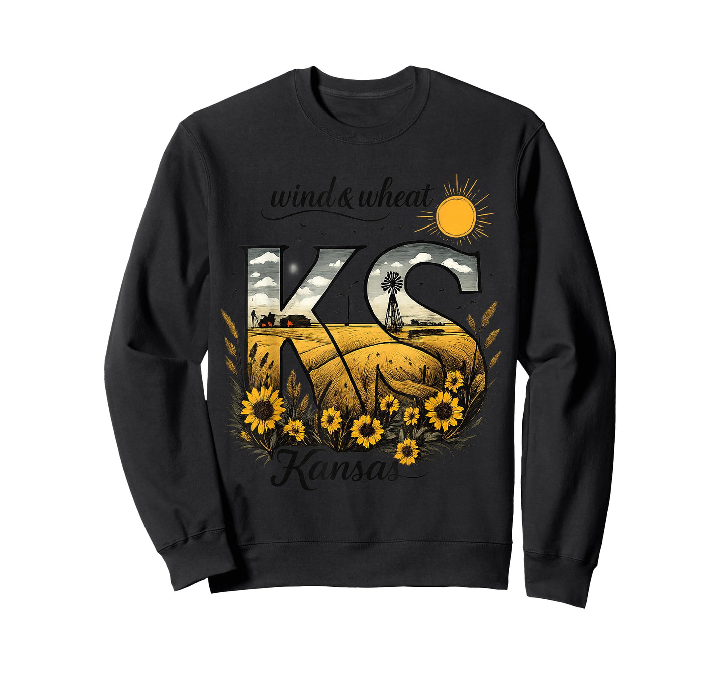 Kansas Sunflower Field Midwest Farm Tshirt T-Shirt