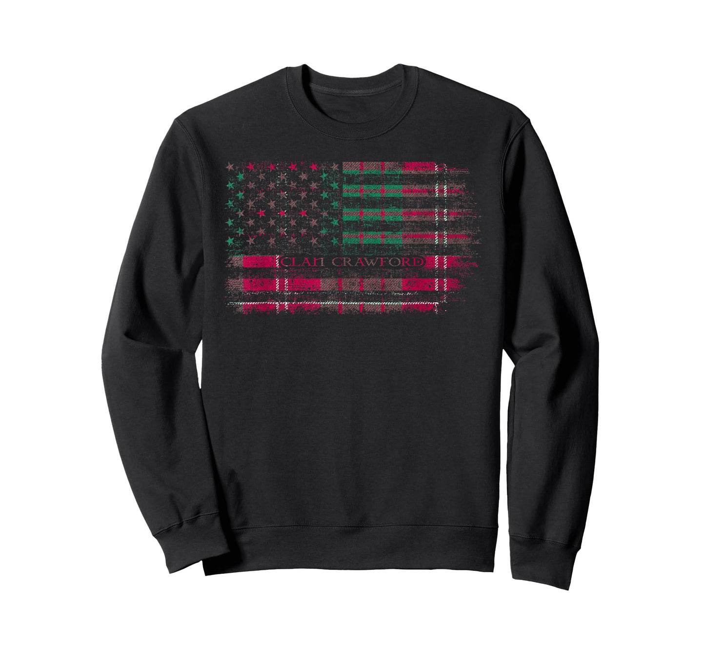 Clan Crawford Scottish tartan US flag kilt Scotland T-Shirt