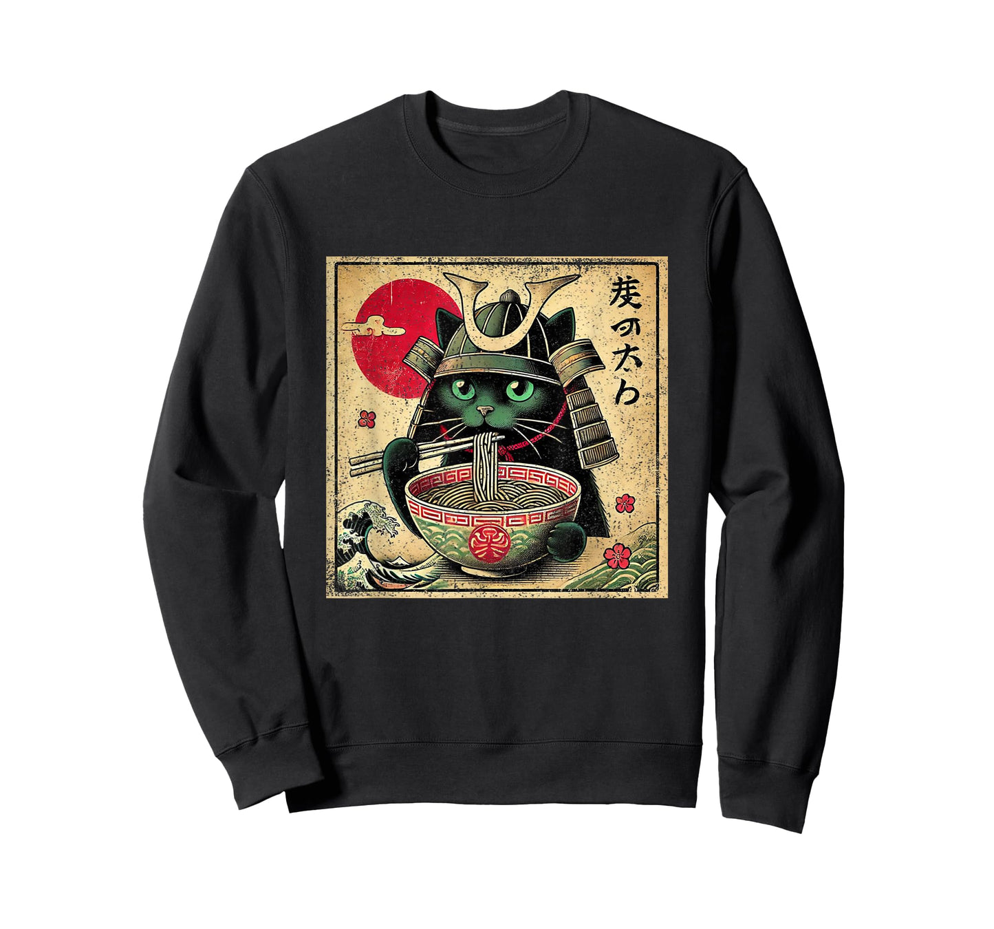 Cat Ramen Japanese Funny Samurai Kawaii Cat Anime Girls Boys T-Shirt